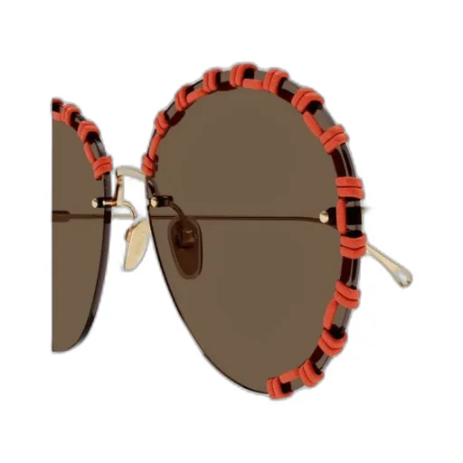 Stitching-Detail Round-Frame Sunglasses