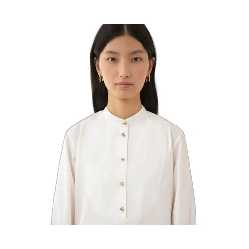 Band Collar Long-Sleeved Shirt