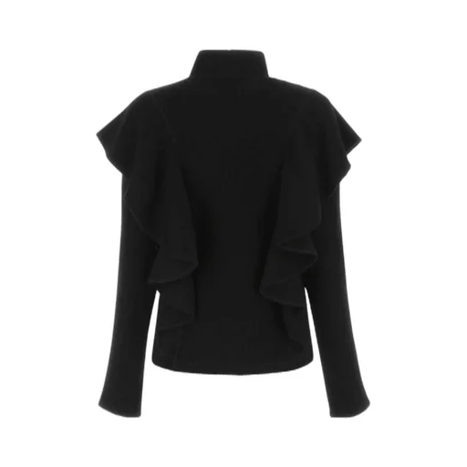 Ruffled Turtleneck Wool Sweater