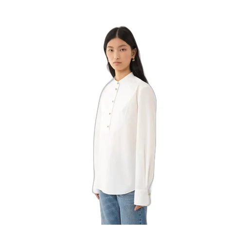Band Collar Long-Sleeved Shirt