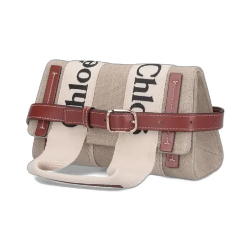 Logo Embroidered Flap Shoulder Bag