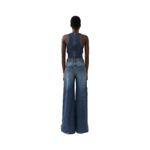 Side Cut-Out Denim Top