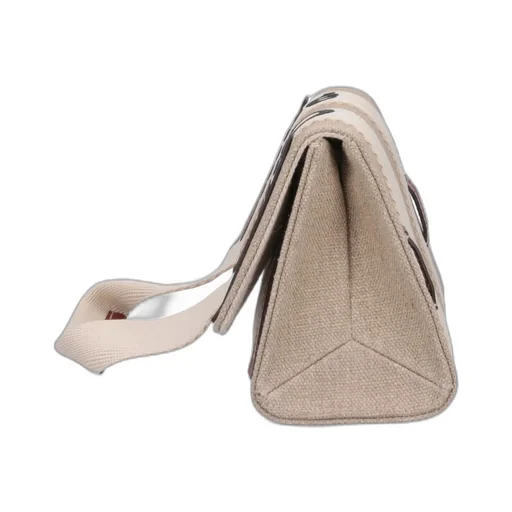 Logo Embroidered Flap Shoulder Bag