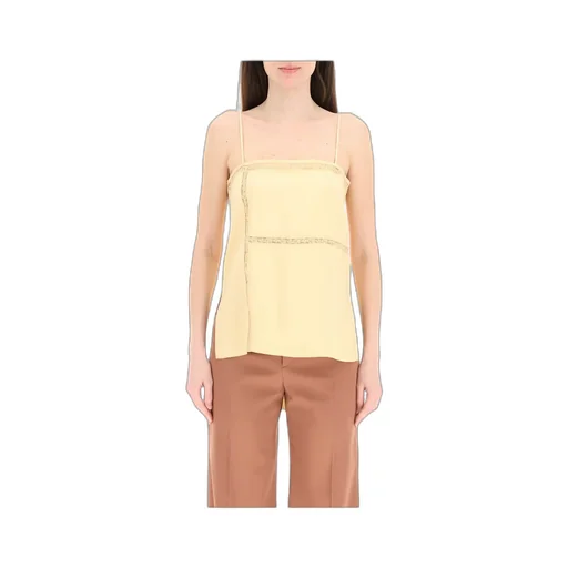 High-Low Camisole With Lace Trim