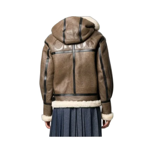 Shearling-Trim Hooded Coat