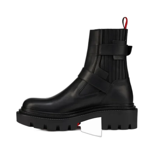 Buckle-Embellished Leather Boots