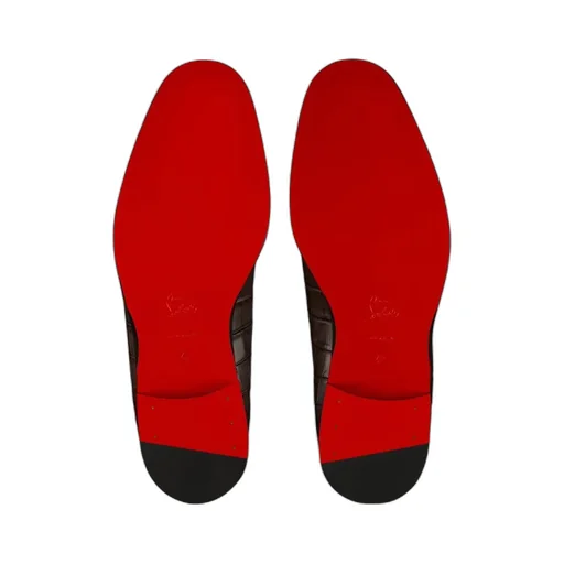 Crocodile-Embossed Metal-Detail Loafers