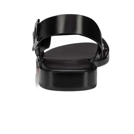 Black Logo Round-Toe Sandals