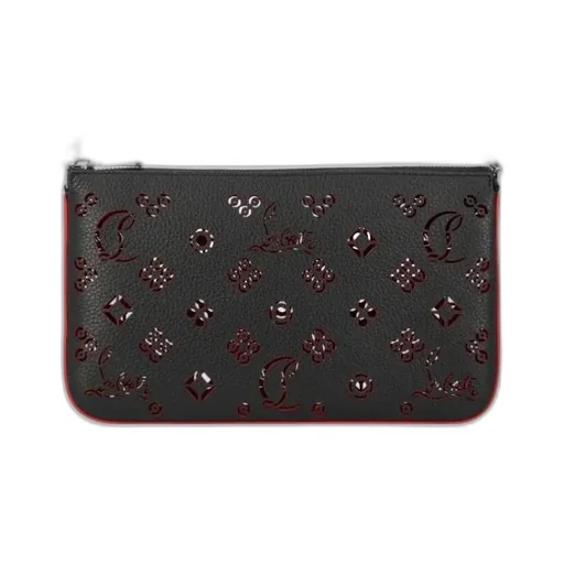 Black Perforated Grain Shoulder Bag