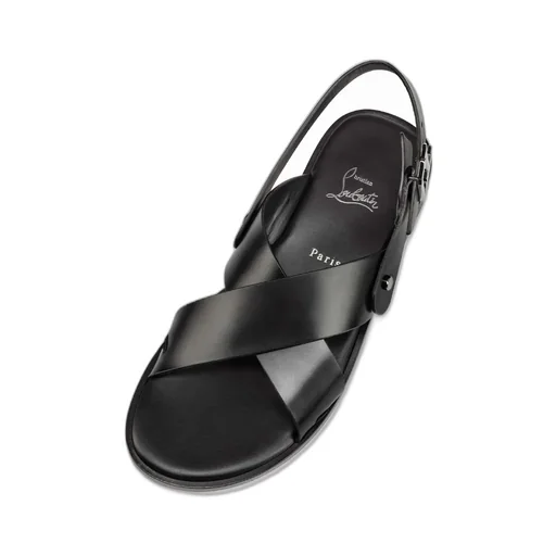 Black Logo Round-Toe Sandals