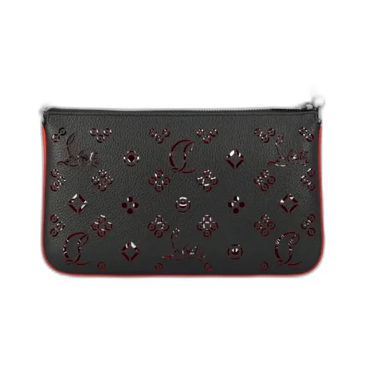 Black Perforated Grain Shoulder Bag