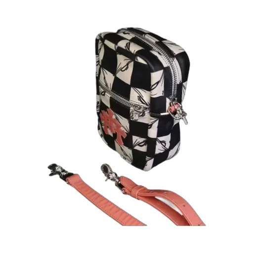 Cross-Stitched Leather Checkerboard Camera Bag