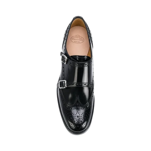 Monk-Strap Buckle Detailed Brogue Shoes