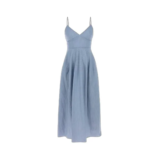 Basque Striped Midi Dress