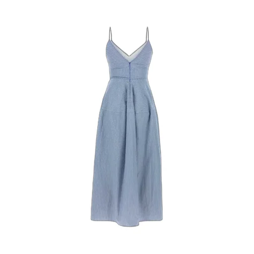 Basque Striped Midi Dress