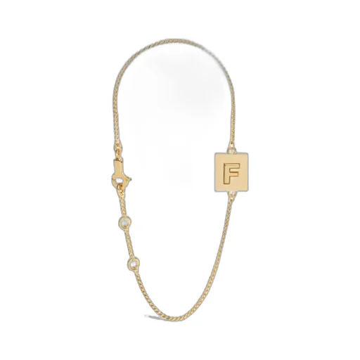 Alphabet F Bracelet In Brass With Gold Finish