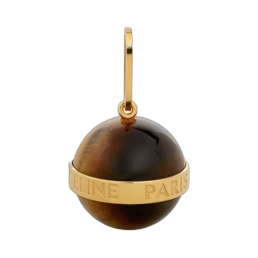 Separables Sphere Pendant In Brass With Gold Finish And Tiger Eye
