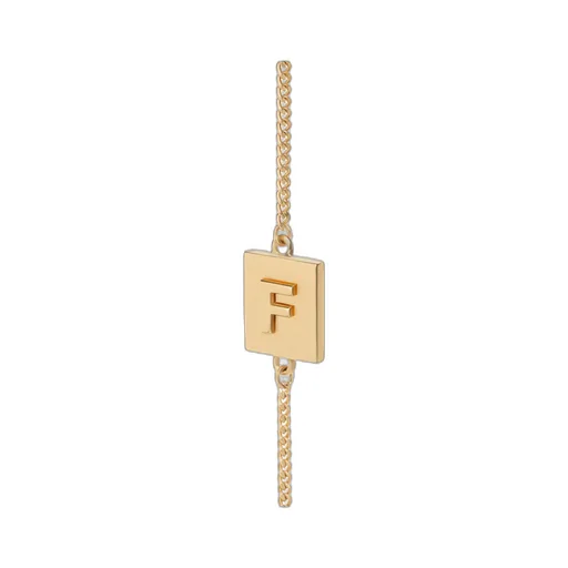Alphabet F Bracelet In Brass With Gold Finish