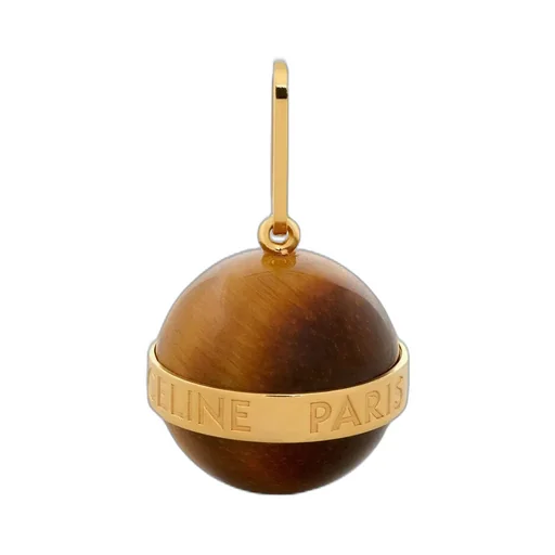 Separables Sphere Pendant In Brass With Gold Finish And Tiger Eye
