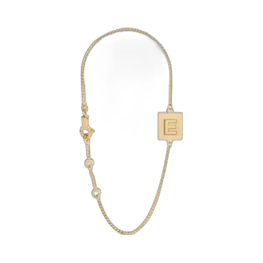 Alphabet E Bracelet In Brass With Gold Finish