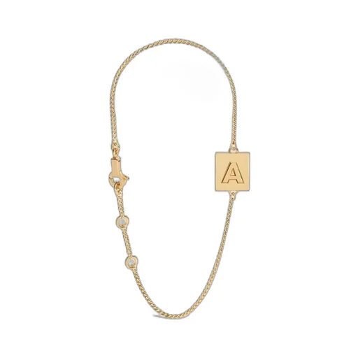 Alphabet A Bracelet In Brass With Gold Finish