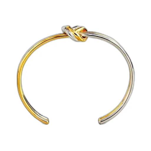 Knot Double Bracelet In Brass Bi-Galva With Gold And Rhodium Finish