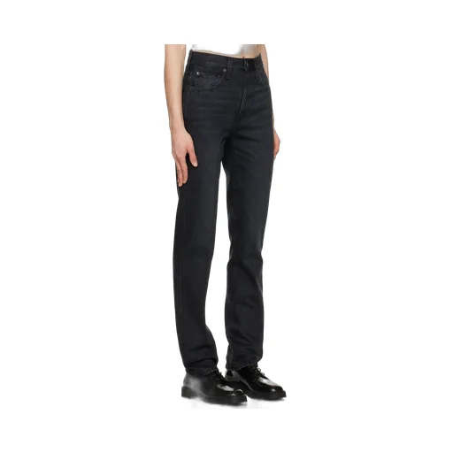 Logo High-Waisted Straight Jeans