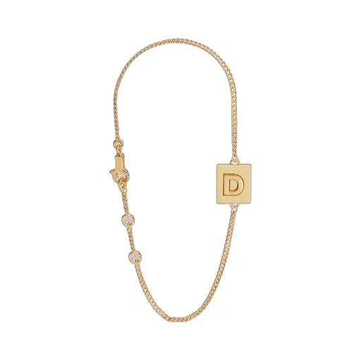 Alphabet D Bracelet In Brass With Gold Finish