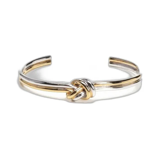 Knot Double Bracelet In Brass Bi-Galva With Gold And Rhodium Finish