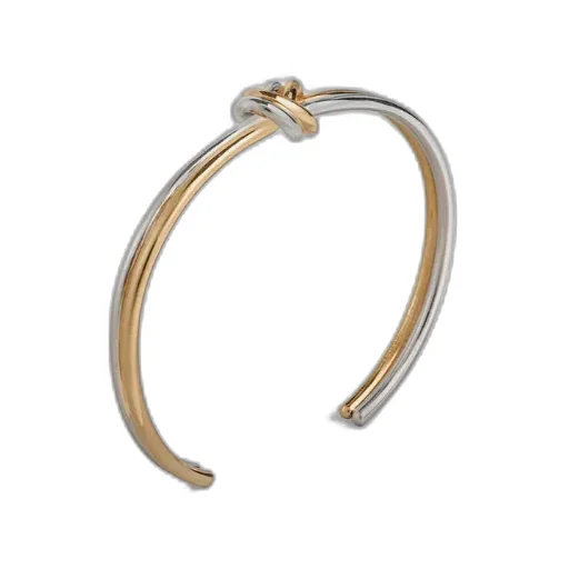 Knot Double Bracelet In Brass Bi-Galva With Gold And Rhodium Finish