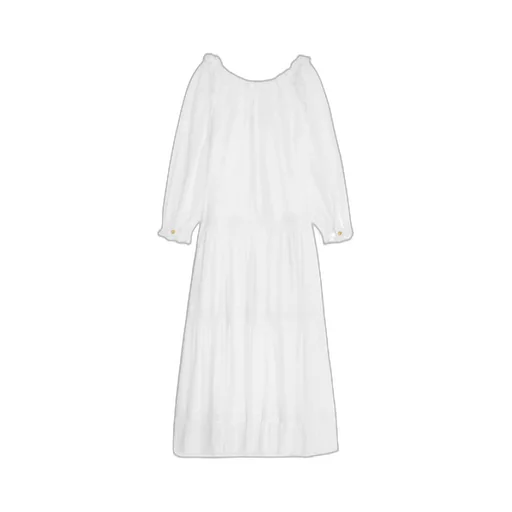 Embroidered Folk Dress In Cotton Muslin