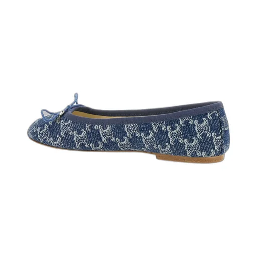 Les Ballerines With Triomphe Laces In Triomphe Stamped Denim