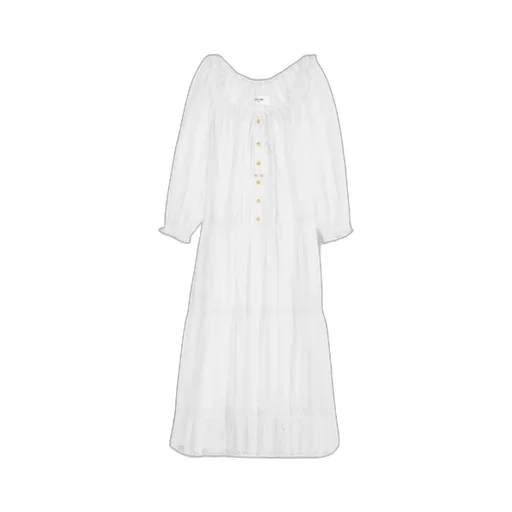 Embroidered Folk Dress In Cotton Muslin
