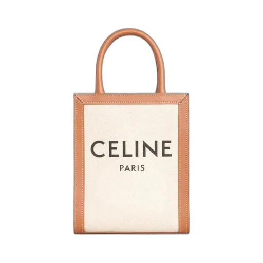 Mini Vertical Cabas Celine In Textile With Celine Print And Calfskin