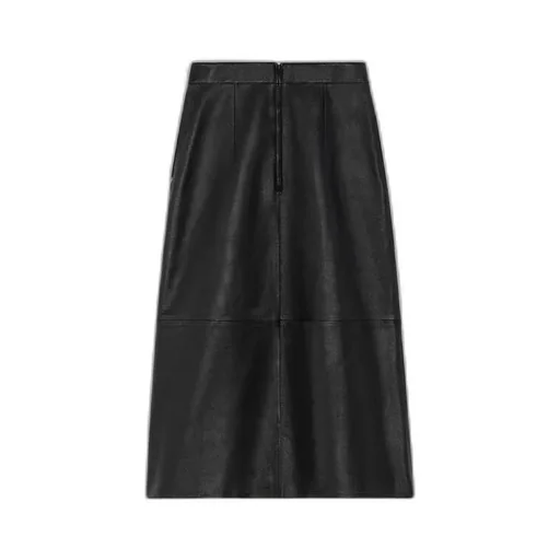 Midi Skirt With Signature In Fine-Grain Lambskin