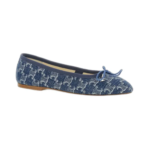 Les Ballerines With Triomphe Laces In Triomphe Stamped Denim