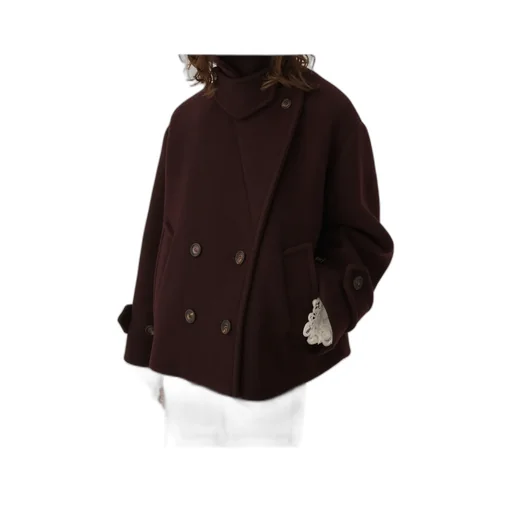 Double-Breasted Oversized Short Coat