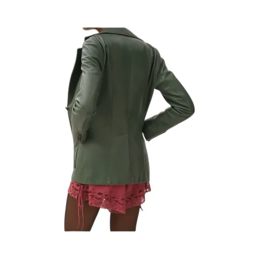 Single-Breasted Leather Blazer