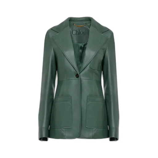 Single-Breasted Leather Blazer