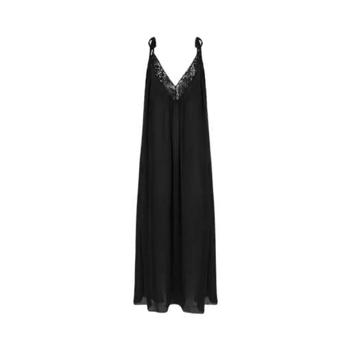 Long Slip Dress In Silk Charmeuse & Lace