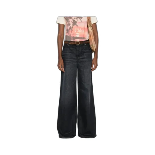 Whiskered Wide-Leg Jeans