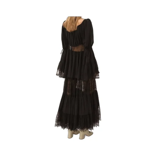 Tiered Lace-Trimmed Maxi Skirt