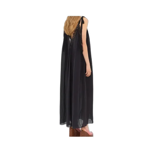 Long Slip Dress In Silk Charmeuse & Lace