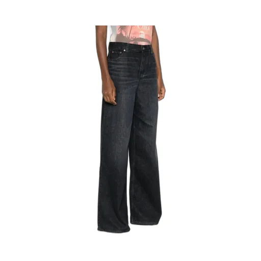 Whiskered Wide-Leg Jeans