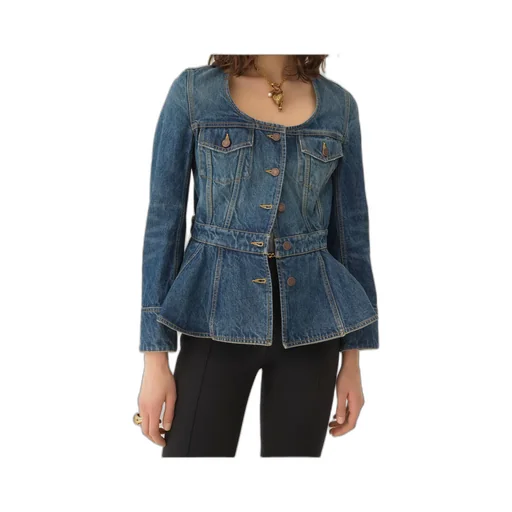 Denim Ruffled Equestrian Jacket