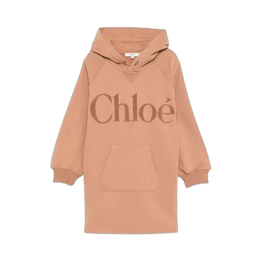 Logo Printed Drawstring Hooded Dress