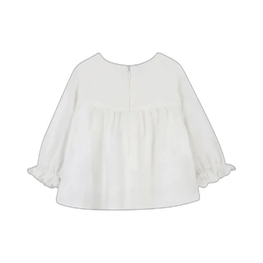 Ruffled Sleeved Crewneck Blouse