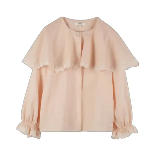 Floral-Embroidered Layered Blouse