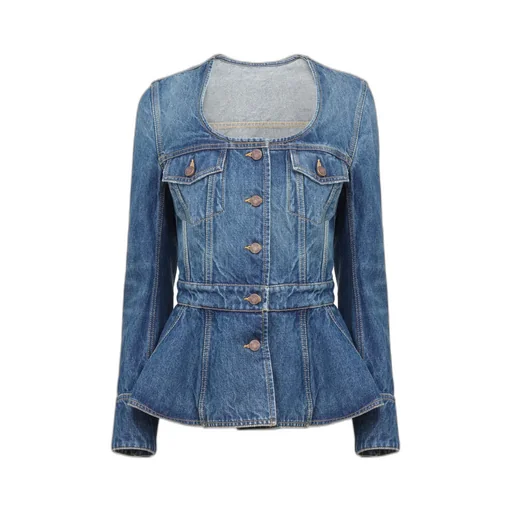 Denim Ruffled Equestrian Jacket