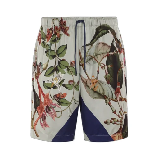 Graphic Printed Drawstring Shorts